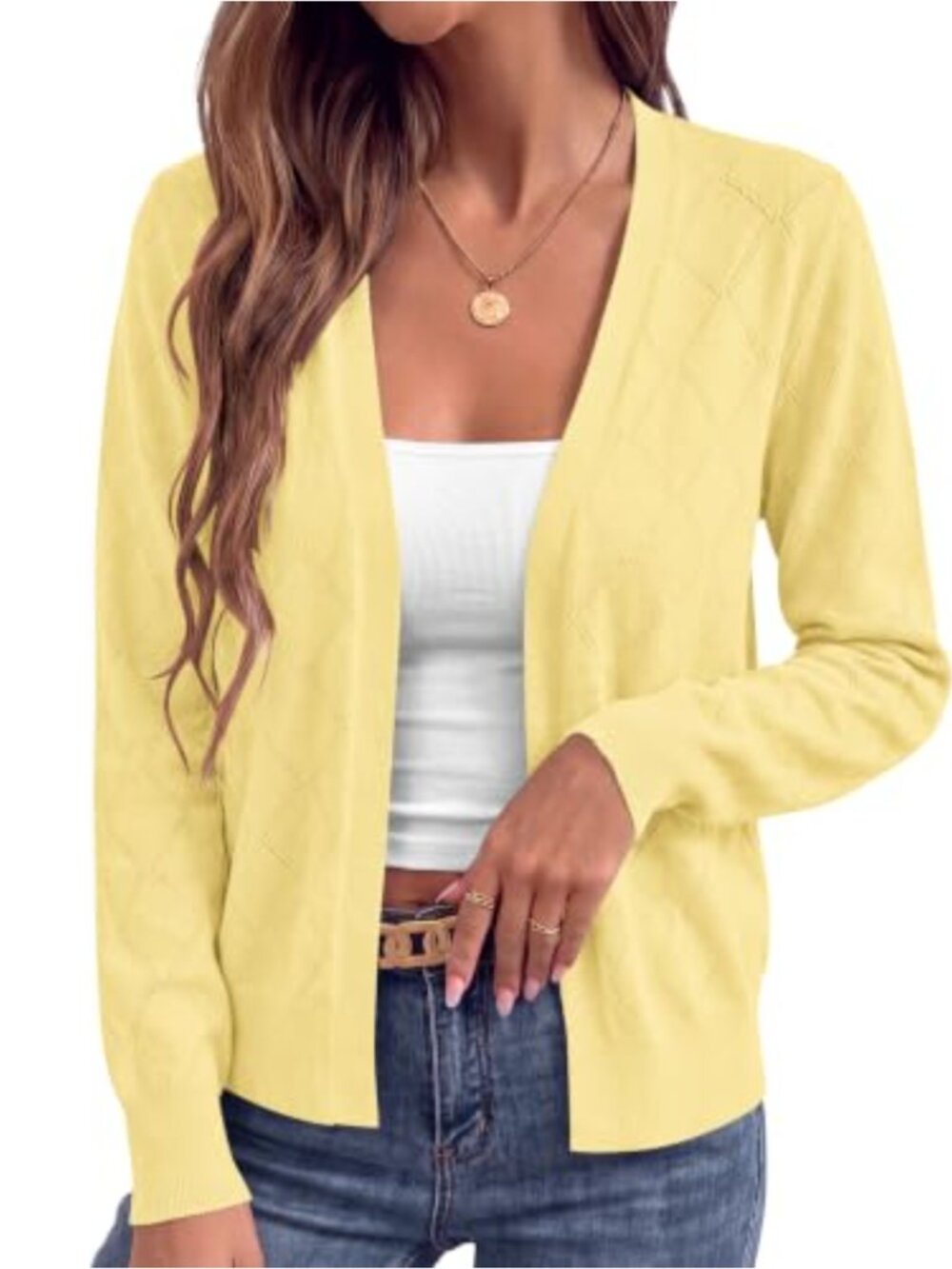 Open Front Knit Cardigan Hollow Out Lightweight Layer